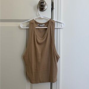 Zara Tan Ribbed Tank Top